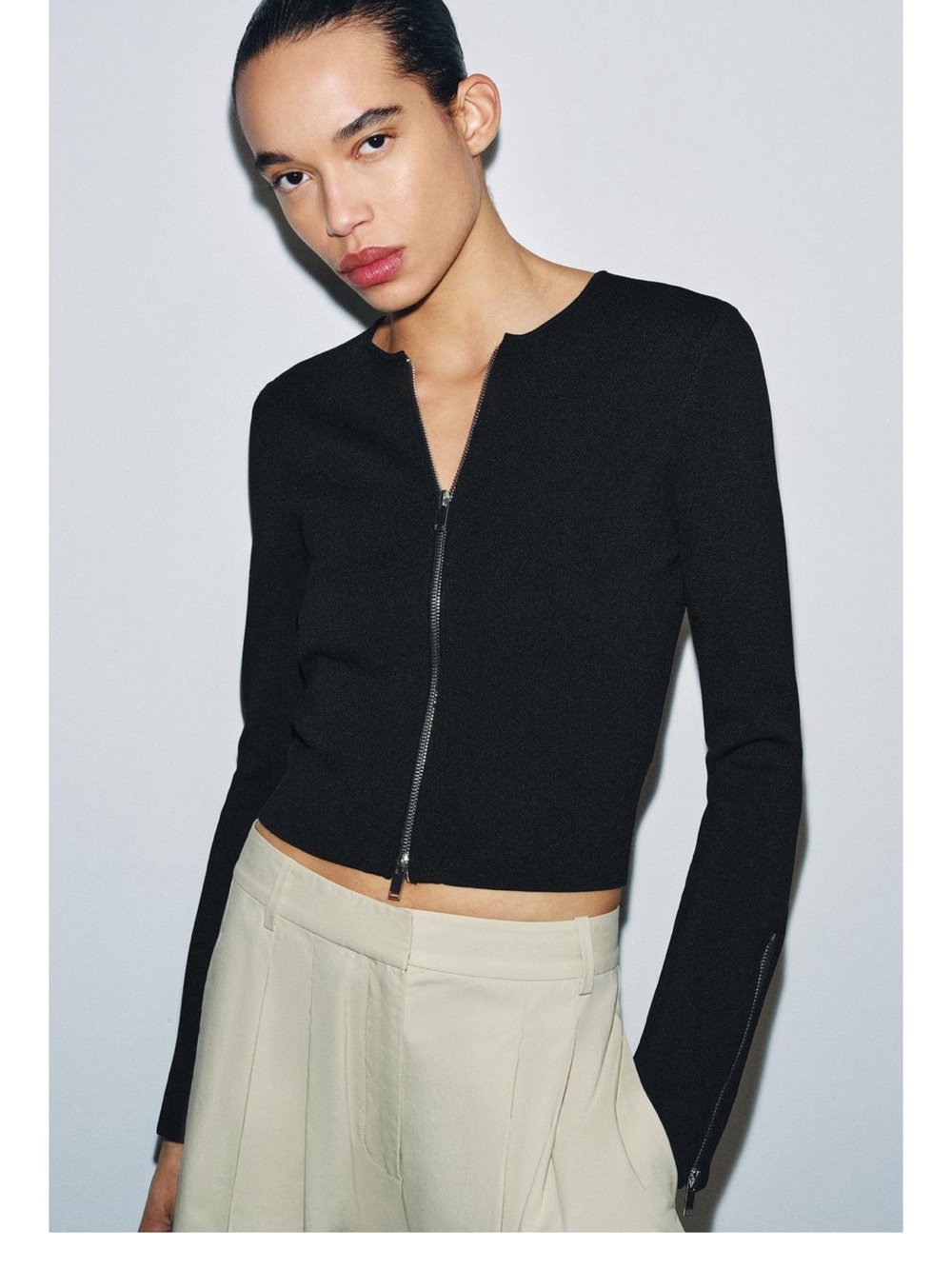 Zara Women's Black Zip-Front Jacket